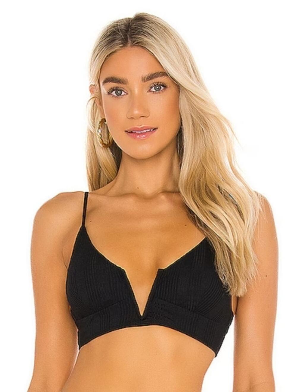 L*Space Siren Bikini Top in Black Size Small NWT Wired V